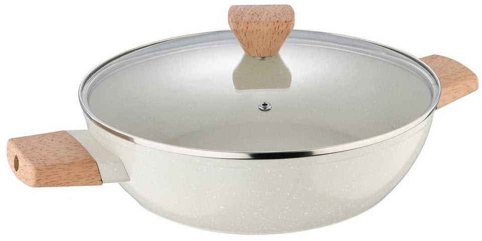 Garnek Marmurkowy Płaski 28cm Z Pokrywą Bergner Bg-34747 Naturally