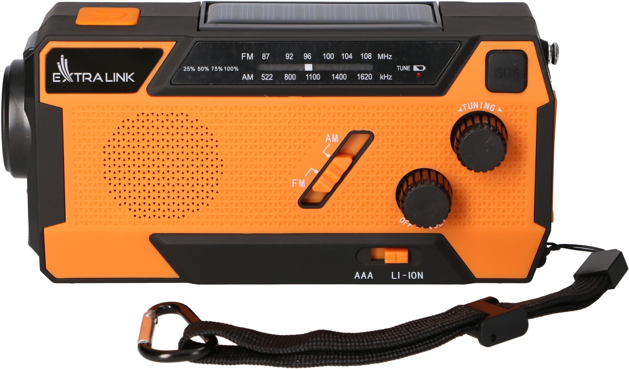 EXTRALINK RADIO AWARYJNE SOLARNE Z KORBKĄ DYNAMO POWERBANK 4000MAH Z LATARKĄ SOS SR-4000