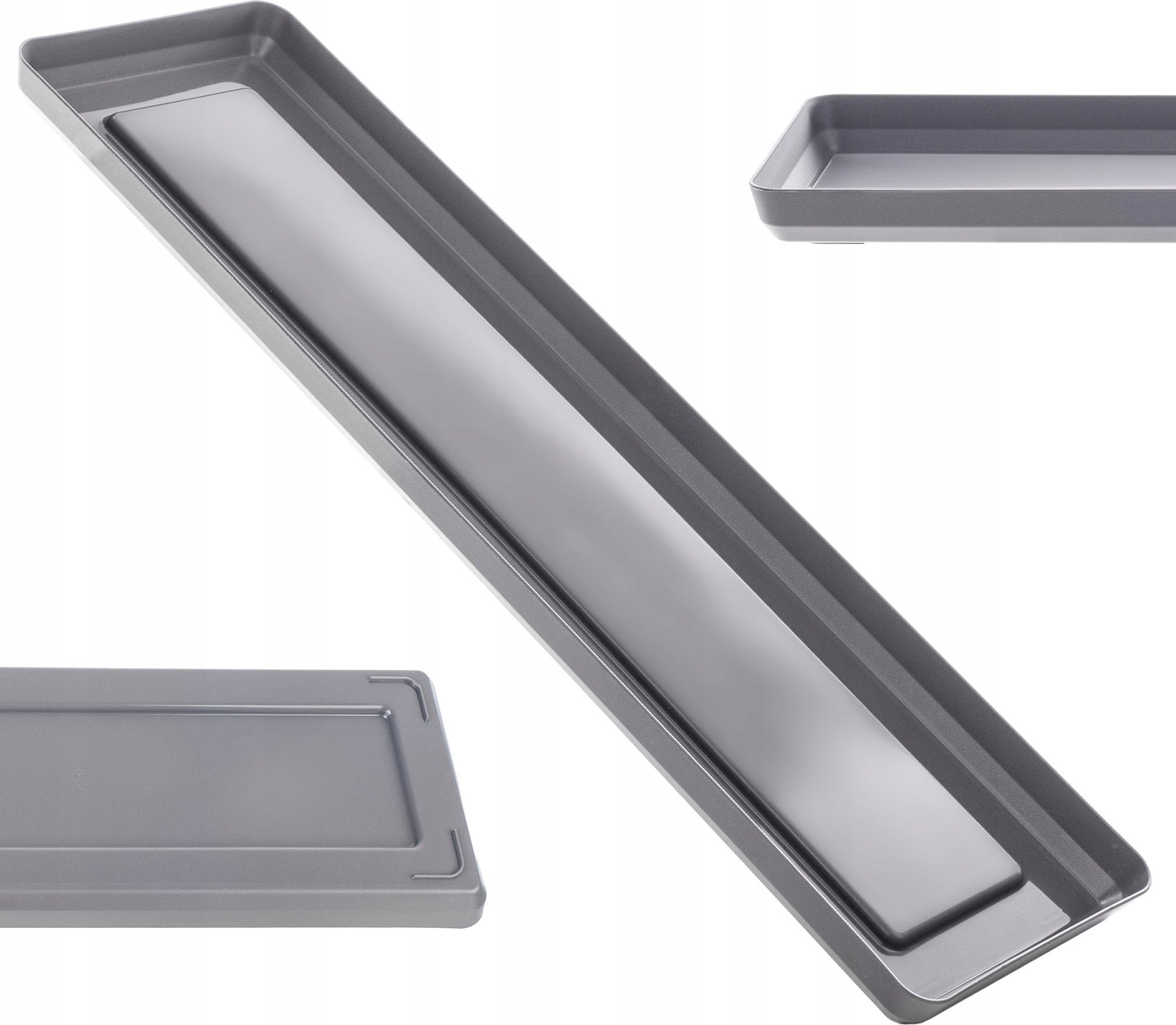 KADAX Podstawka Pod Doniczkę Donicę 50cm Tacka Prostokątna Antracyt Plastikowa