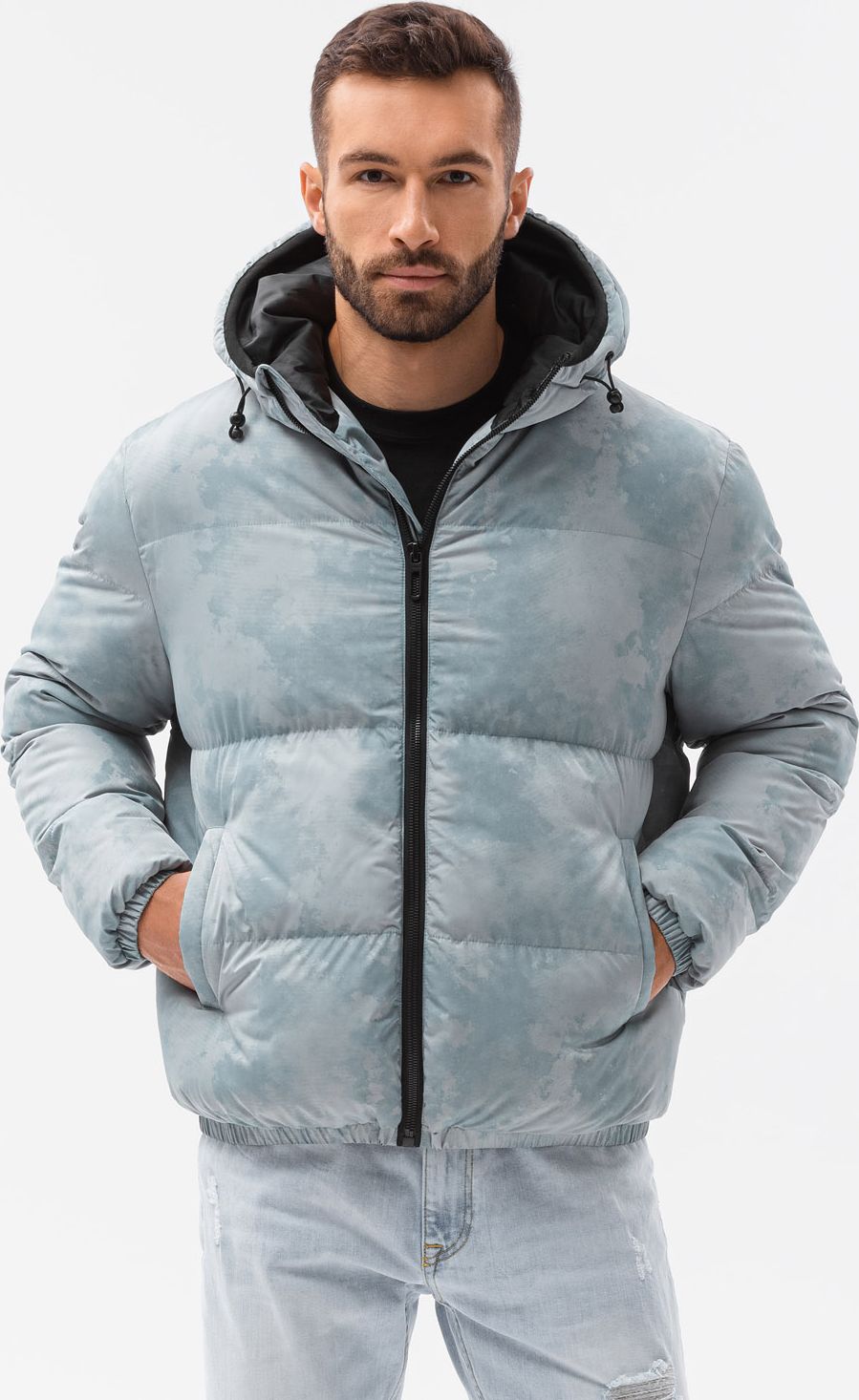 Ombre Kurtka męska ocieplana C529 - jasnoniebieska XL