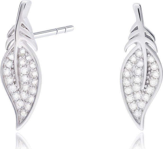 Irbis srebrne kolczyki z cyrkoniami piórka Uniwersalny