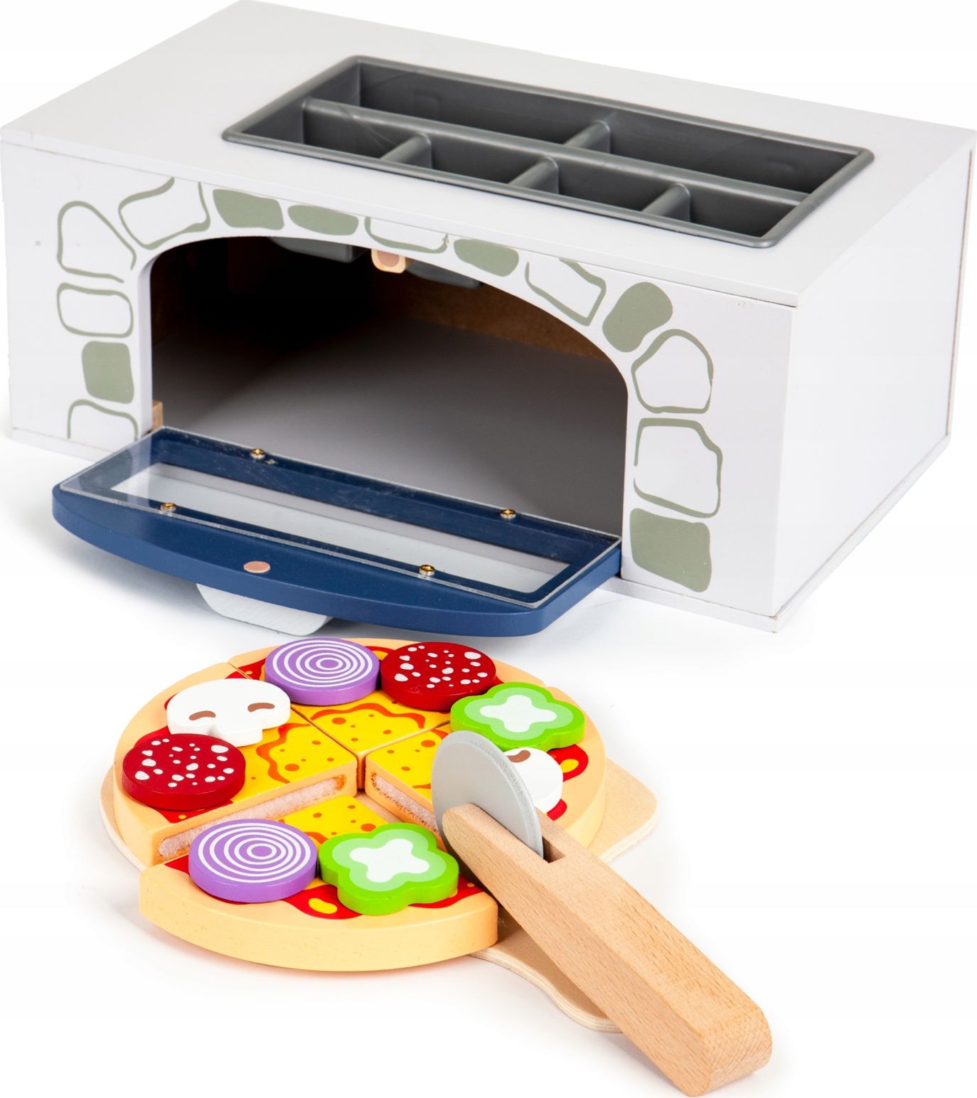 Ecotoys Drewniany piec do pizzy + dodatki kuchnia (1013)