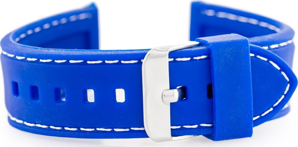 Pasek gumowy do zegarka przeszywany niebieski 24mm uniwersalny