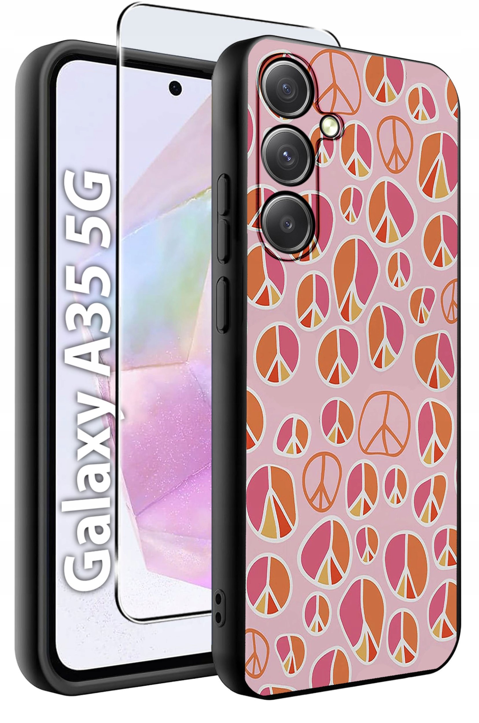 ETUI do Samsung A35 5G WZORY | SILIKONOWE MATT CASE + SZKŁO HARTOWANE 9H