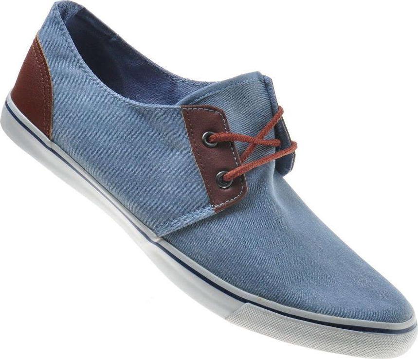Pantofelek24 Casualowe męskie trampki z wiązaniami Blue /G2-2 3740 B S2/ 45