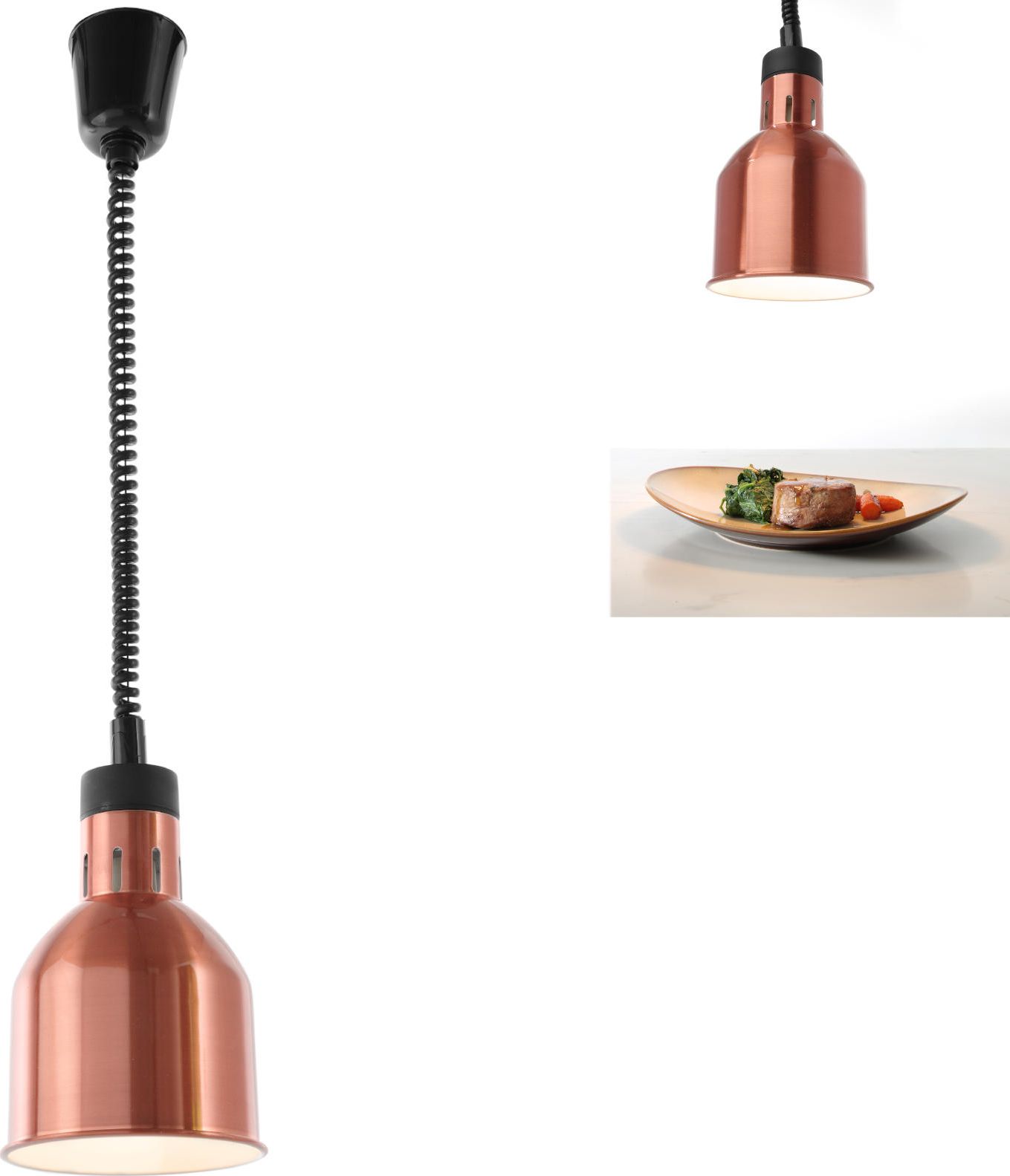 Hendi Lampa do podgrzewania potraw - wisząca cylindryczna stożkowa miedziana 250W Lampa do podgrzewania potraw - wisząca cylindryczna stożkowa miedzia