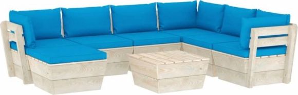 vidaXL VidaXL 8-cz. ogrodowy zestaw wypoczynkowy z palet, poduszki, świerk