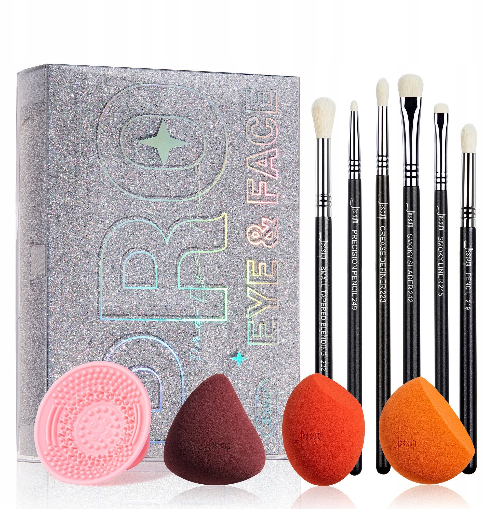 JESSUP_SET Beauty Kit Zestaw pędzli i gąbeczek szkatułka T504