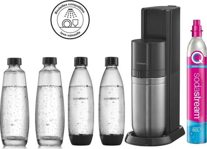 Saturator Sodastream SODASTREAM DUONCB - Zestaw maszyn Black DUO 4 butelki (2 dekantery DUO + 2 bezpieczniki LV) + 1 butla wymienna CQC
