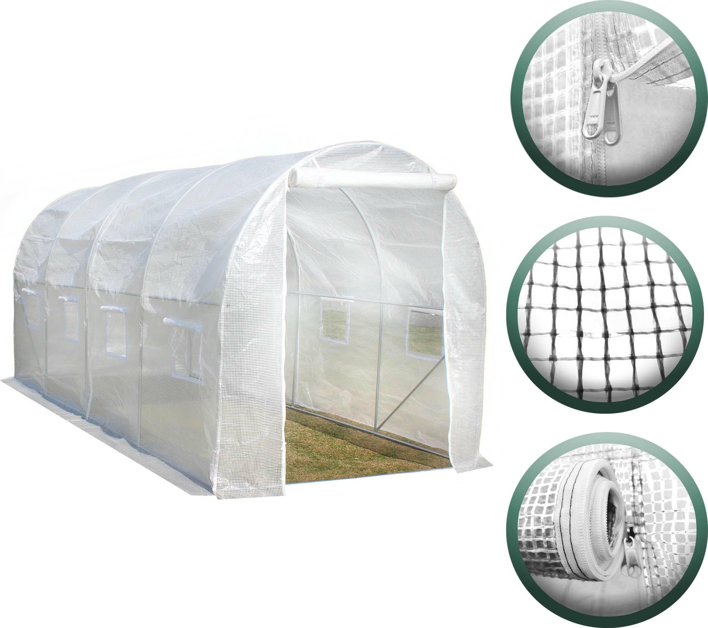 kontrast Tunel ogrodowy szklarnia ze stelażem 400 x 250 x 200 cm 19mm biały