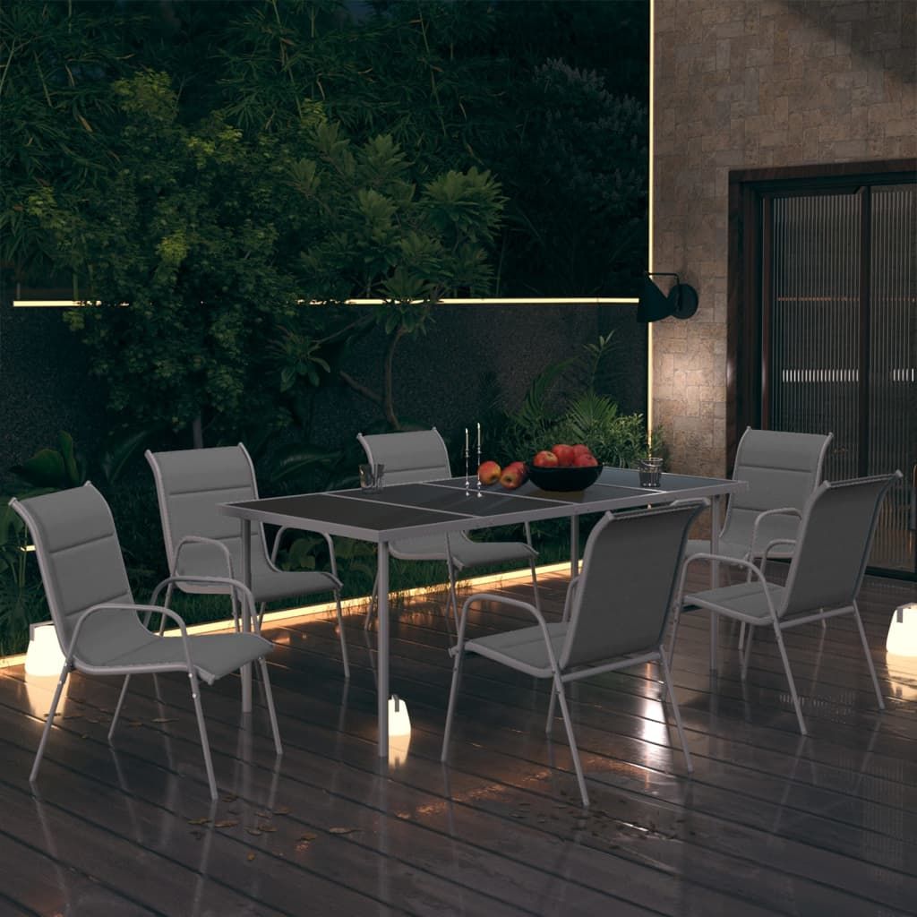 vidaXL 7-cz. zestaw mebli ogrodowych, stalowy, antracytowy