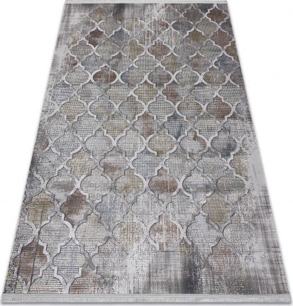 Dywany Łuszczów Dywan LUCE 75 nowoczesny Koniczyna marokańska, vintage przecierany - Strukturalny szary / musztarda, 154x220 cm