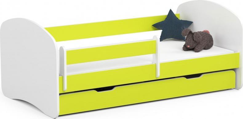 Fabryka Mebli Akord Łóżko dziecięce 160x80 SMILE z materacem i szufladą limonkowe