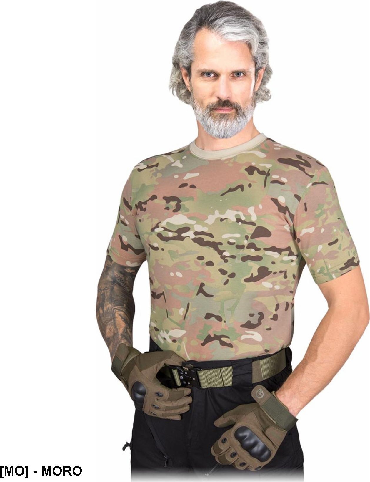 R.E.I.S. TG-TARNUNG - T-shirt krótki rękaw Tactical Guard 100% bawełna 170-180 g/m2 dedykowana miłośnikóm militariów motocyklistów - moro L