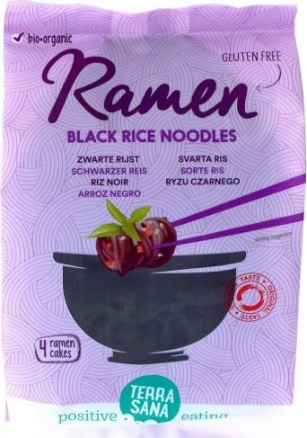 Terrasana MAKARON RAMEN NOODLE Z RYŻU CZARNEGO BEZGLUTENOWY BIO 280 g - TERRASANA