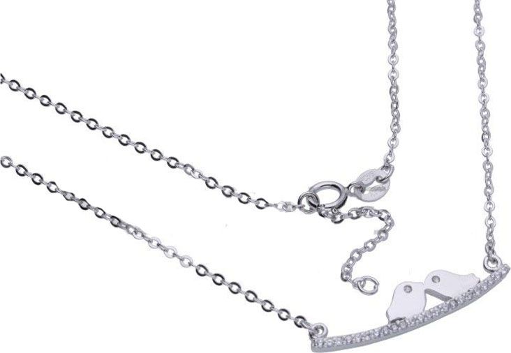 Lovrin Srebrny naszyjnik 925 ptaszki z cyrkoniami 2,39g