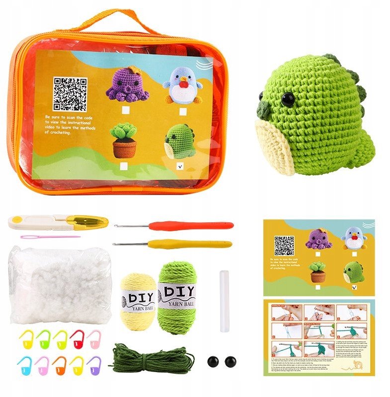 Zestaw do SZYDEŁKOWANIA Kompletny ZRÓB TO SAM DIY Prezent DZIECI Dinozaur