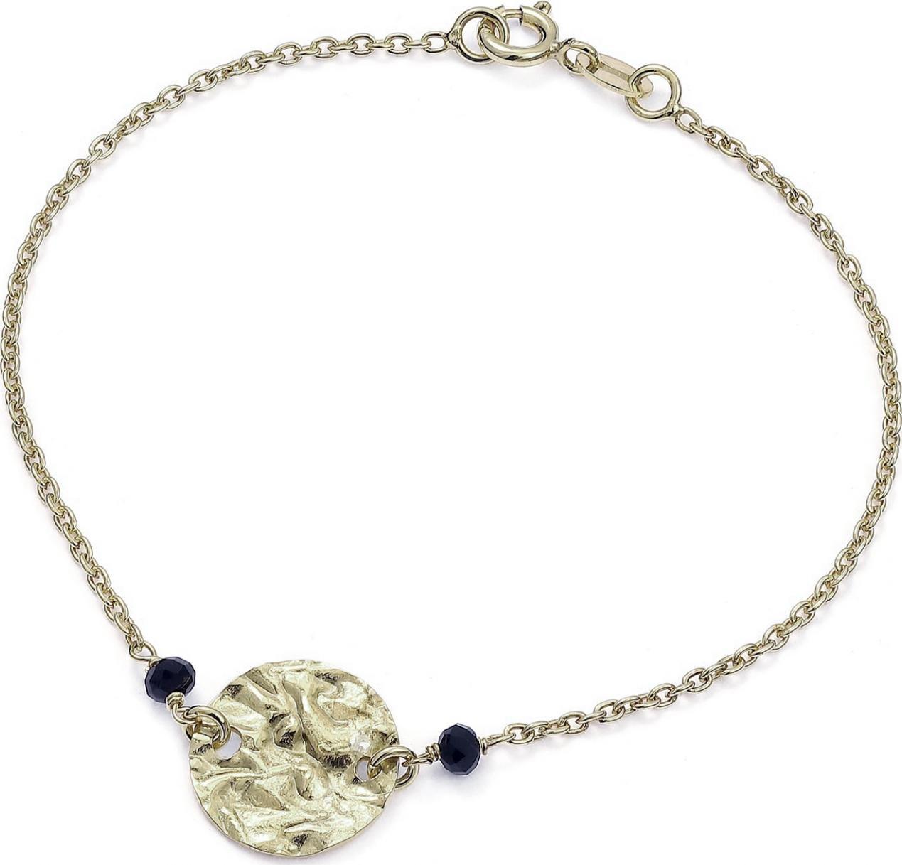 Silver & Gems Srebrna bransoletka kółko z czarnymi cyrkoniami