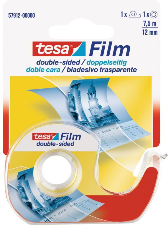Tesa Taśma biurowa tesafilm® dwustronna 7,5m x 12mm + dyspenser (57912-00000-00)