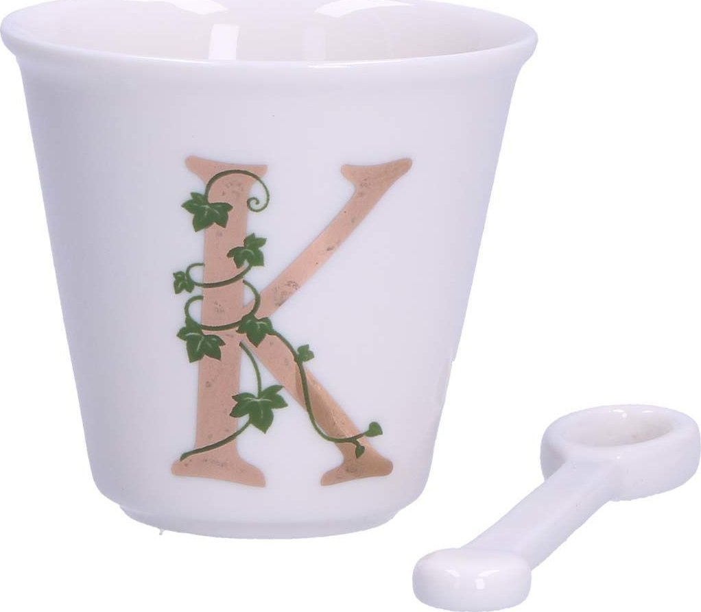 NPC Polska La Porcellana Bianca Filiżanka z łyżeczką litera K 75 ml