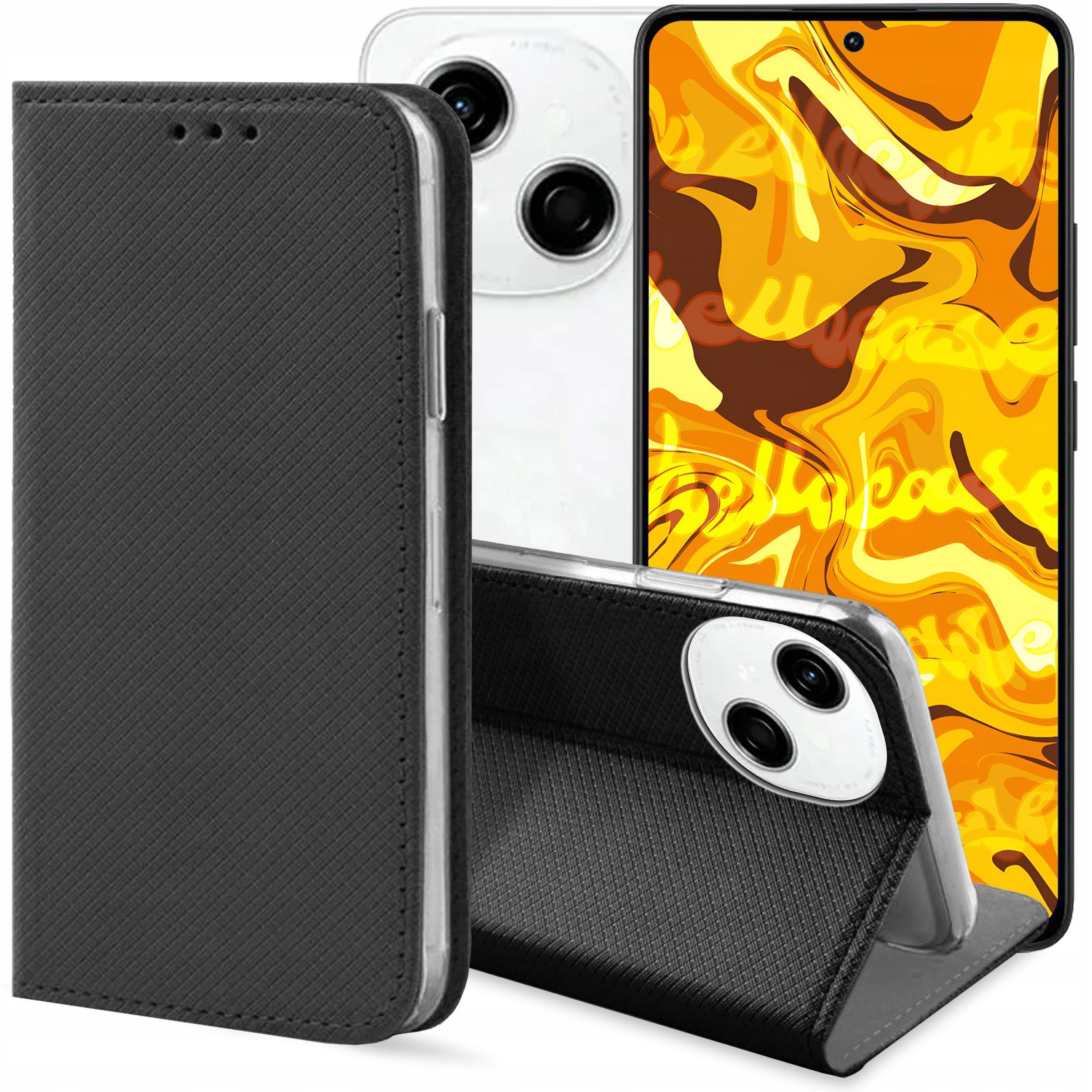 ETUI Z KLAPKĄ DO TECNO SPARK GO 1S CZARNE ZAMYKANE MAGNETYCZNE KABURA CASE