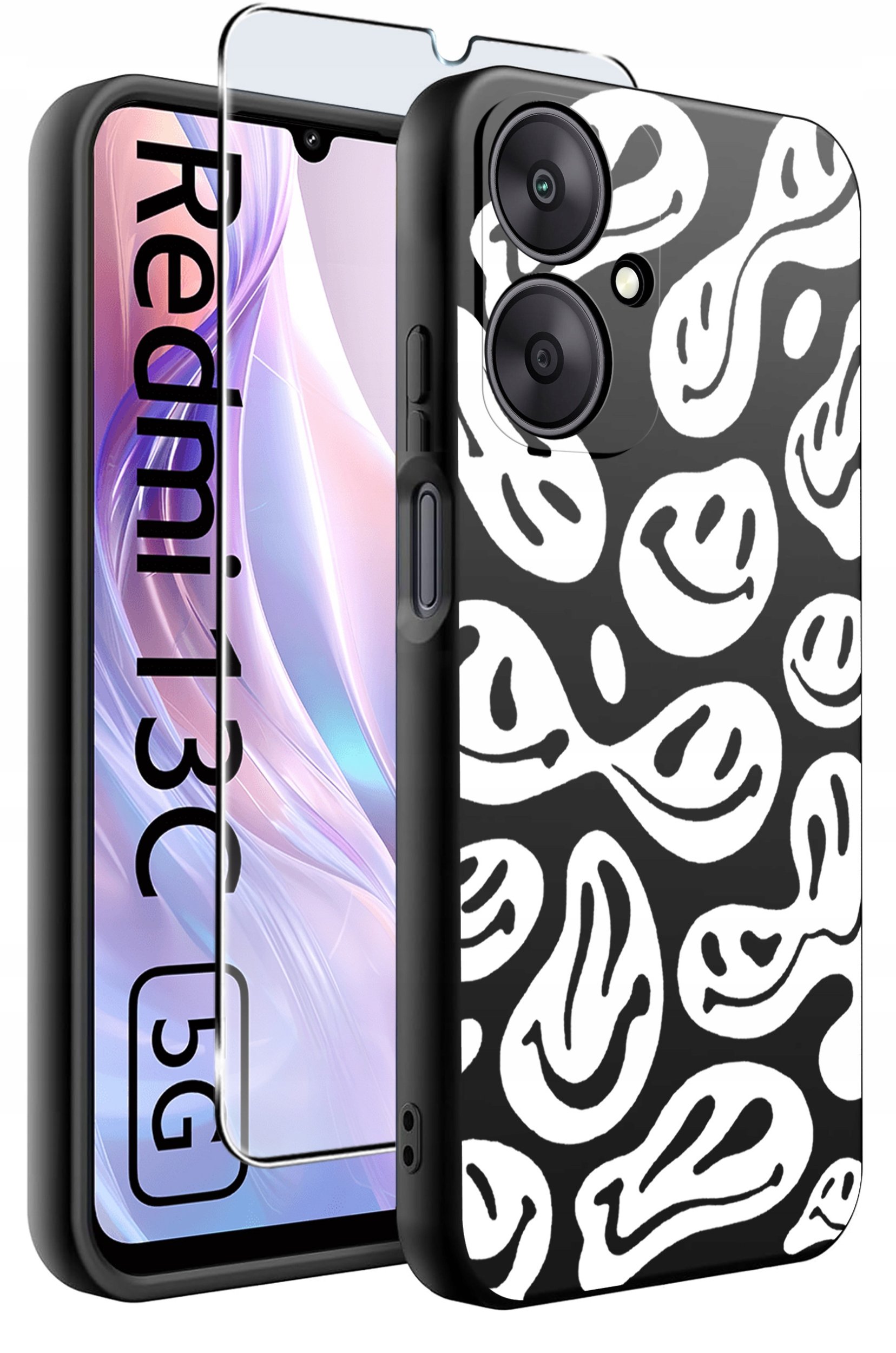 ETUI do Xiaomi Redmi 13C 5G WZORY |SILIKONOWE MATT CASE +SZKŁO HARTOWANE 9H