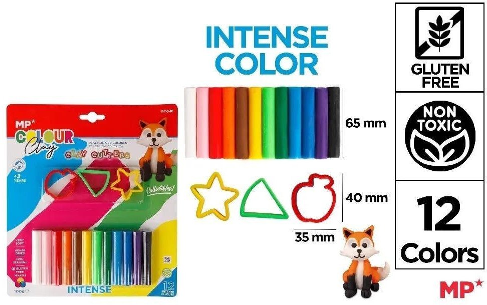 Plastelina 12 kolorów + foremki