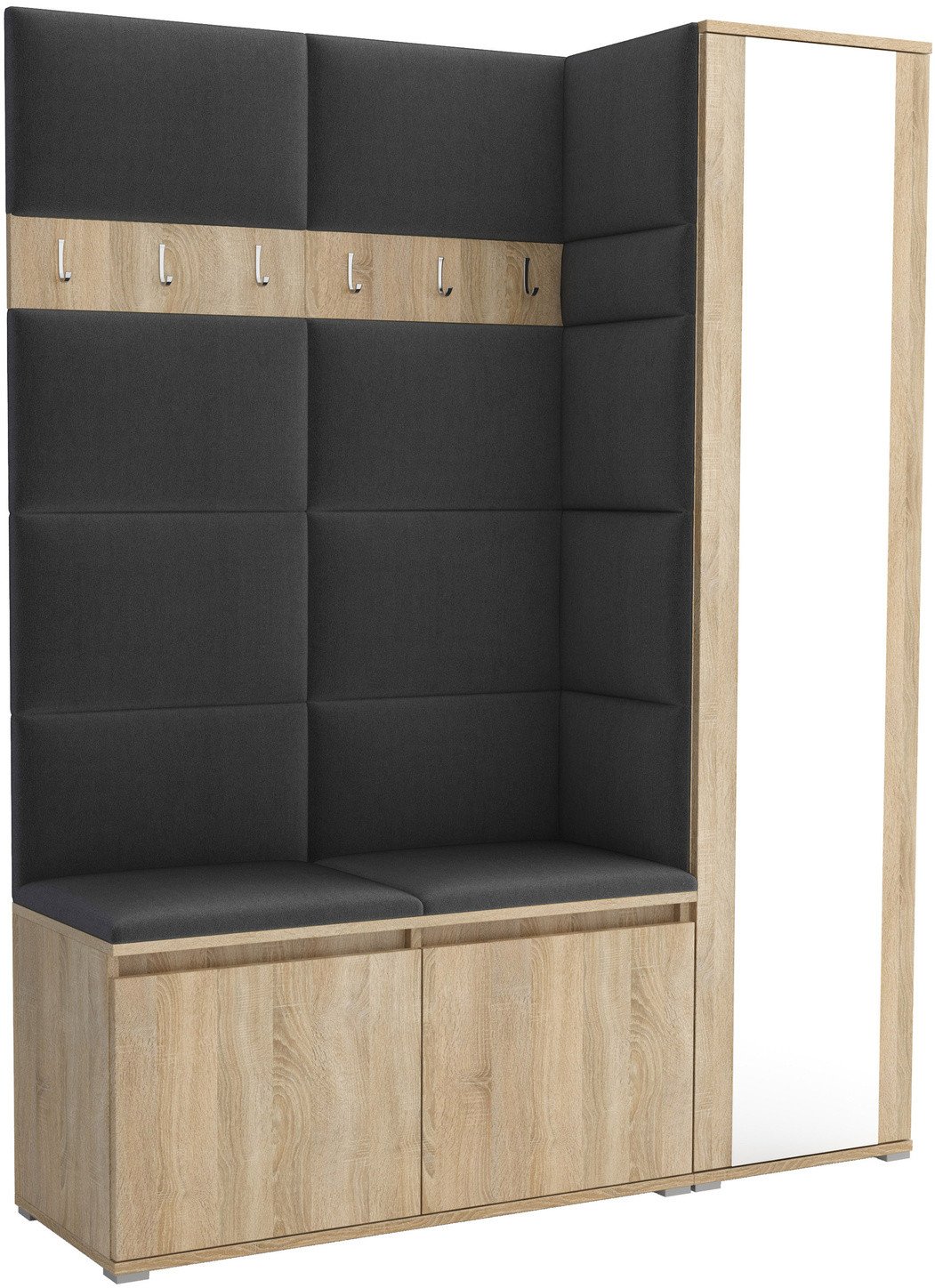 Tapicerowana garderoba Noris VII z lustrem - kolor sonoma + tkanina Trinity 15