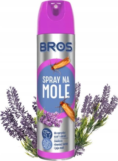 Bros Spray na mole lawendowy 150ml Ochrona odzieży przed molami i ich larwami
