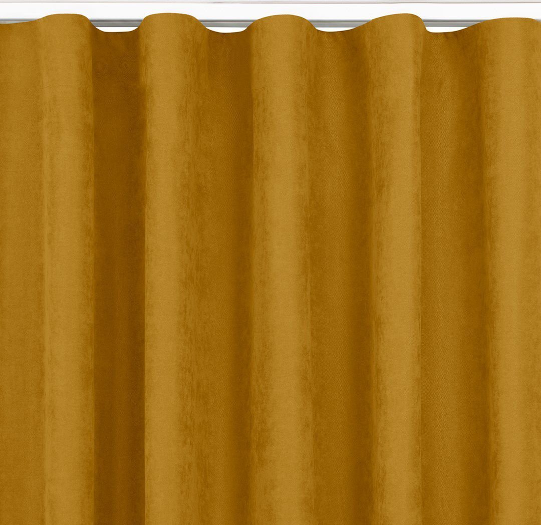 Homede Homede Zasłona MILANA szenilowa na taśmie wave 420x175 musztardowa
