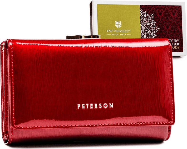 Peterson Portfel damski skórzany PETERSON PTN 42108-SH RED czerwony