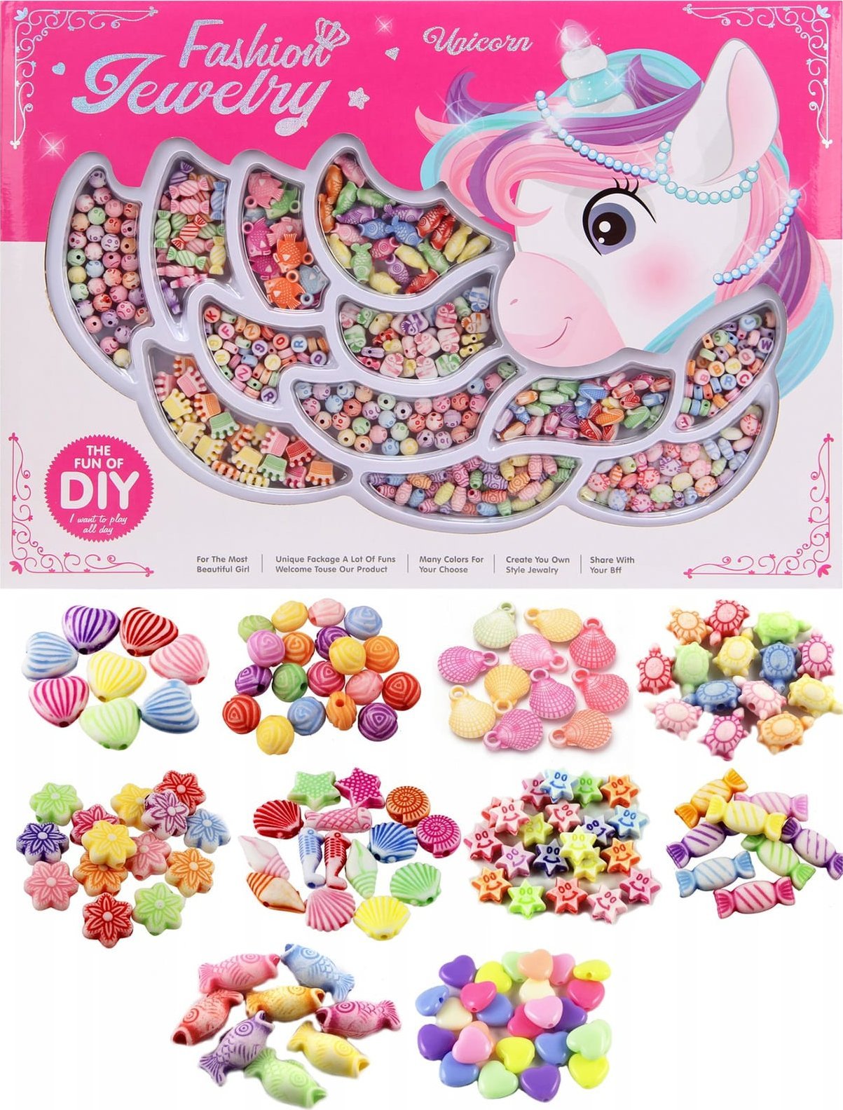 Trifox ZESTAW KORALIKÓW JEDNOROŻEC 1szt