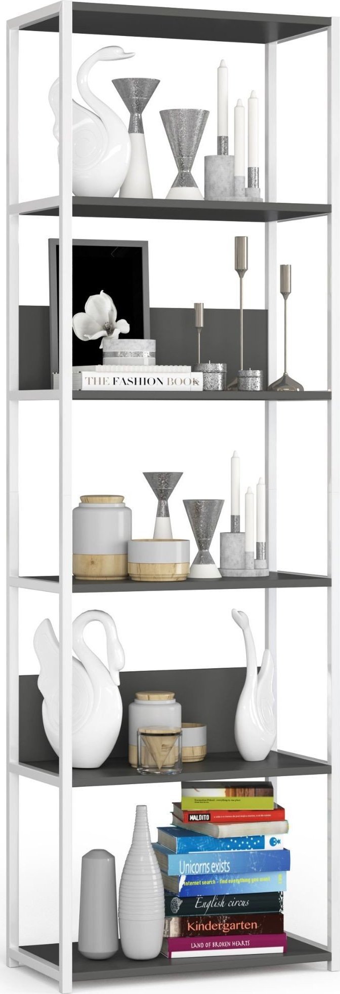 Fabryka Mebli Akord Regał loftowy metalowy 60 cm - biały-szary - 6 półek