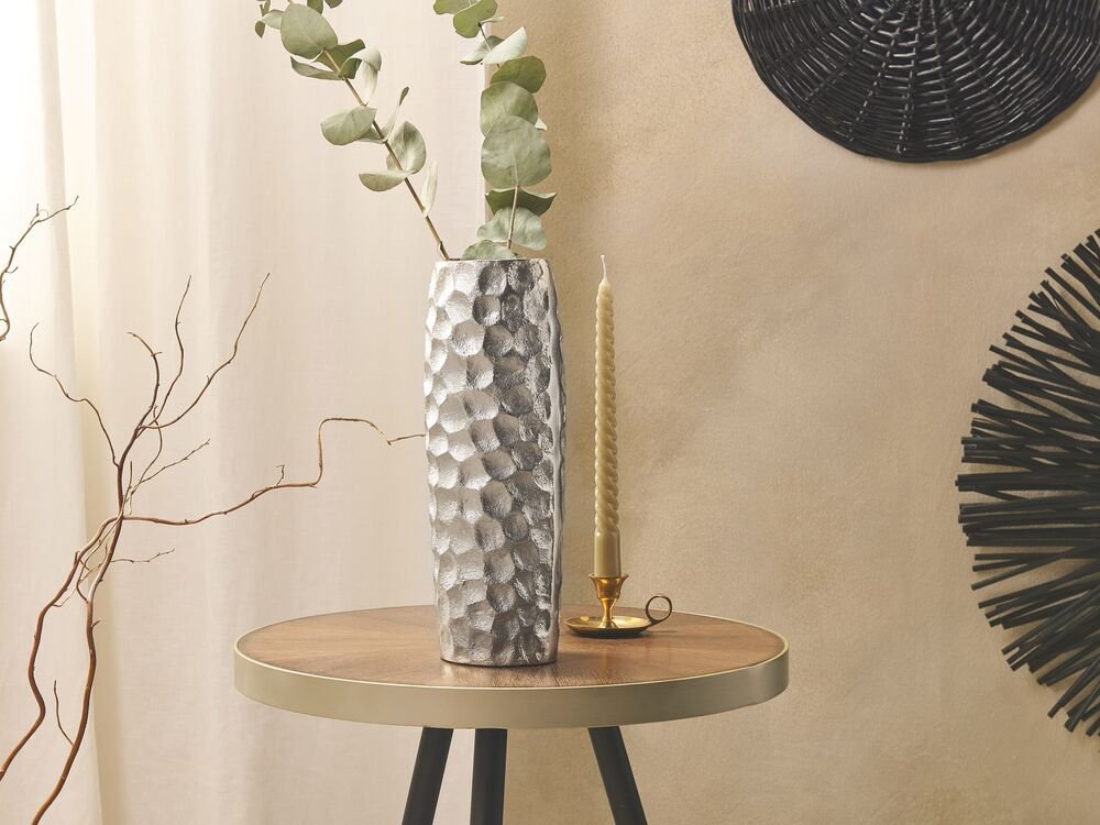 Beliani Wazon na kwiaty metalowy srebrny CALAKMUL