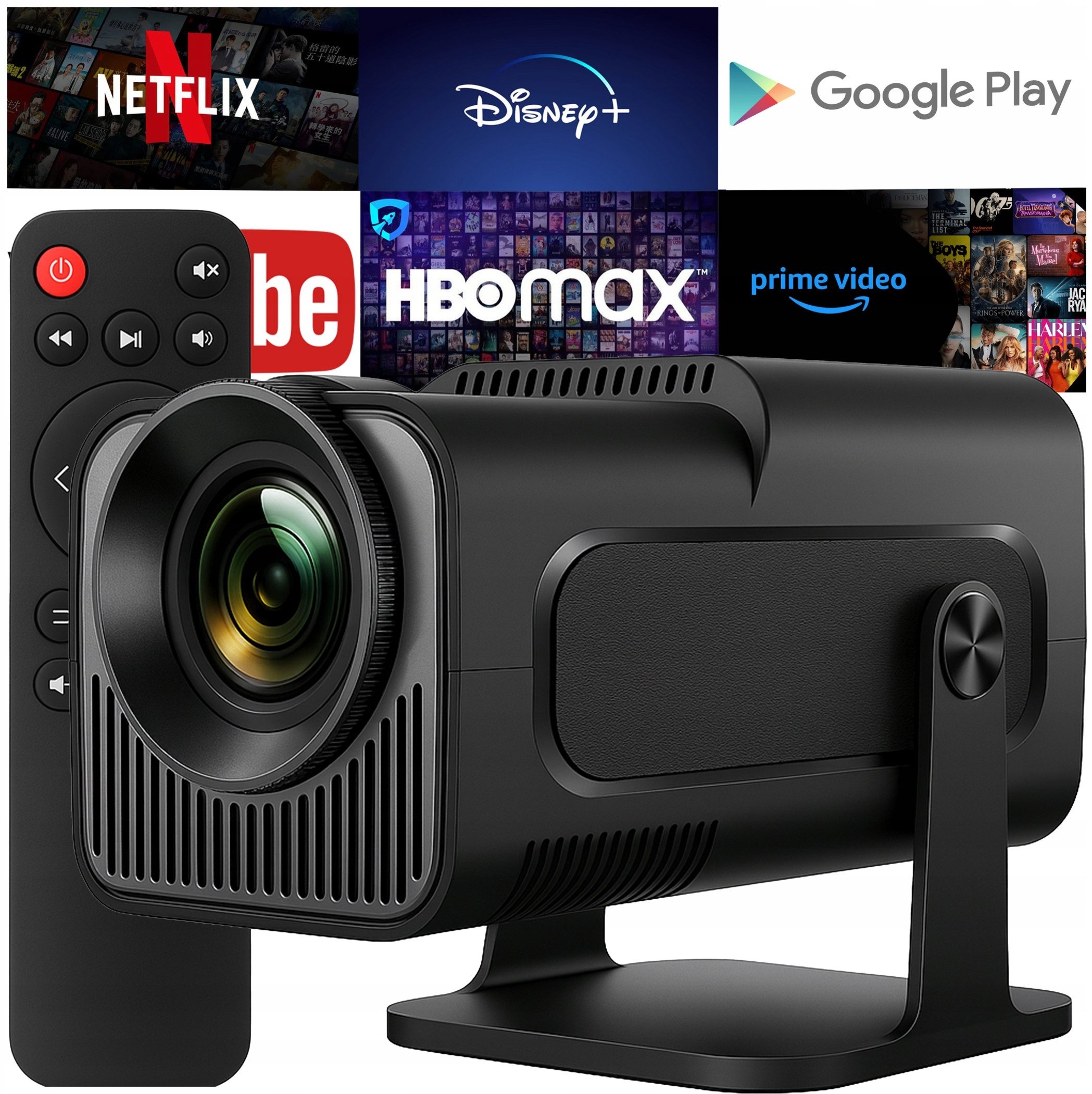 PROJEKTOR RZUTNIK 4K ANDROID LED WIFI MINI PRZENOŚNY FULL HD HY320 USB JACK