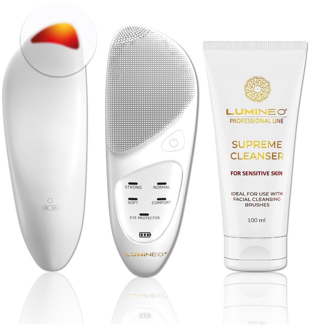LUMINEO Professional Line Szczoteczka do twarzy Sonic Thermo Brush + Żel Lumineo do skóry delikatnej i wrażliwej
