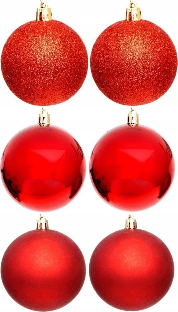 Koopman BOMBKA DEKORACYJNA PLASTIKOWA BEZPIECZNA 6SZT ŚR 80MM CZERWONY