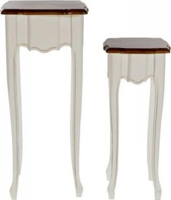 DKD Home Decor Zestaw 2 stołów DKD Home Decor Biały Brązowy (2 pcs) (35 x 35 x 80 cm)