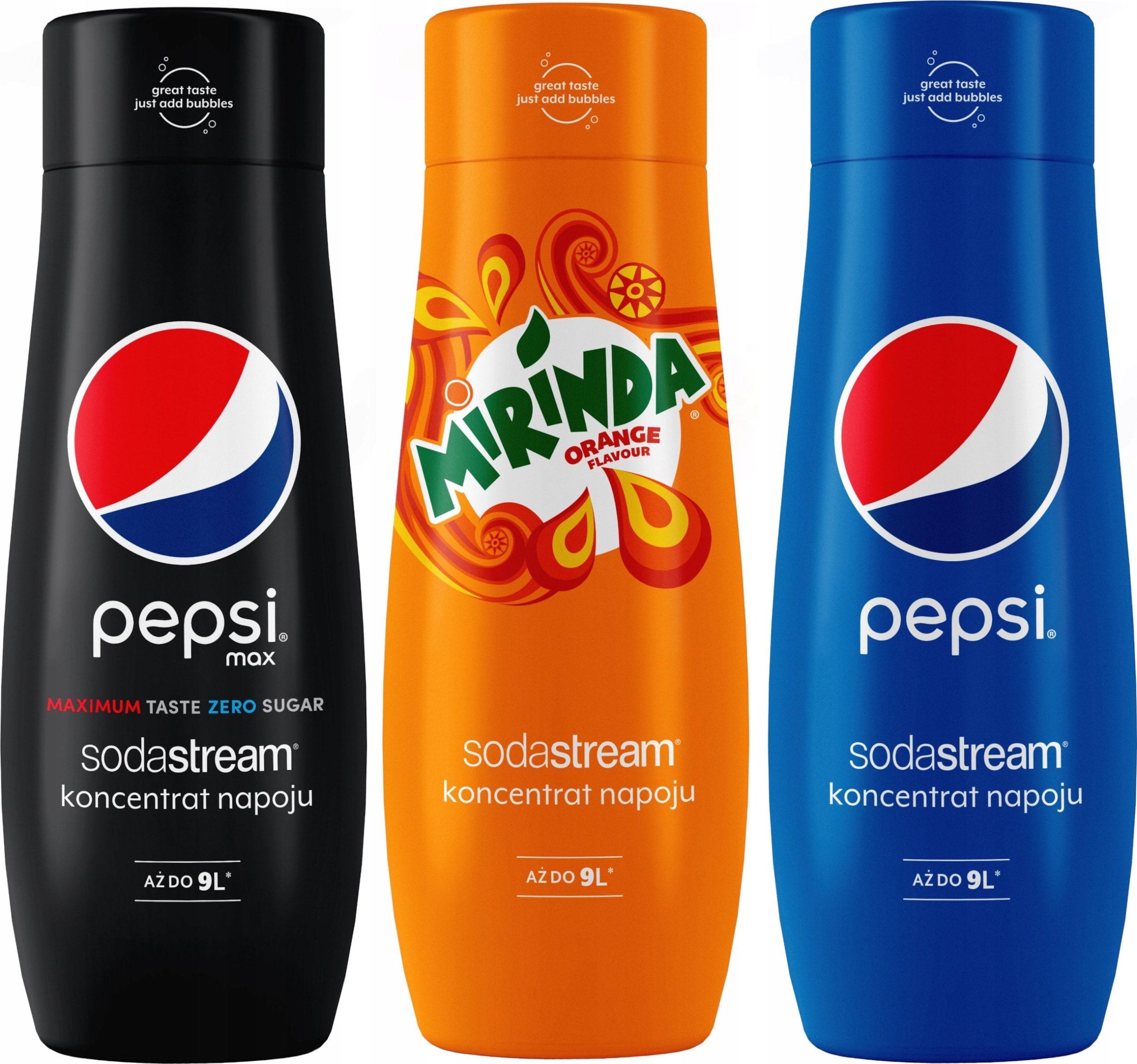 Zestaw 3 koncentratów SodaStream Pepsi+Pepsi MAX+Mirinda