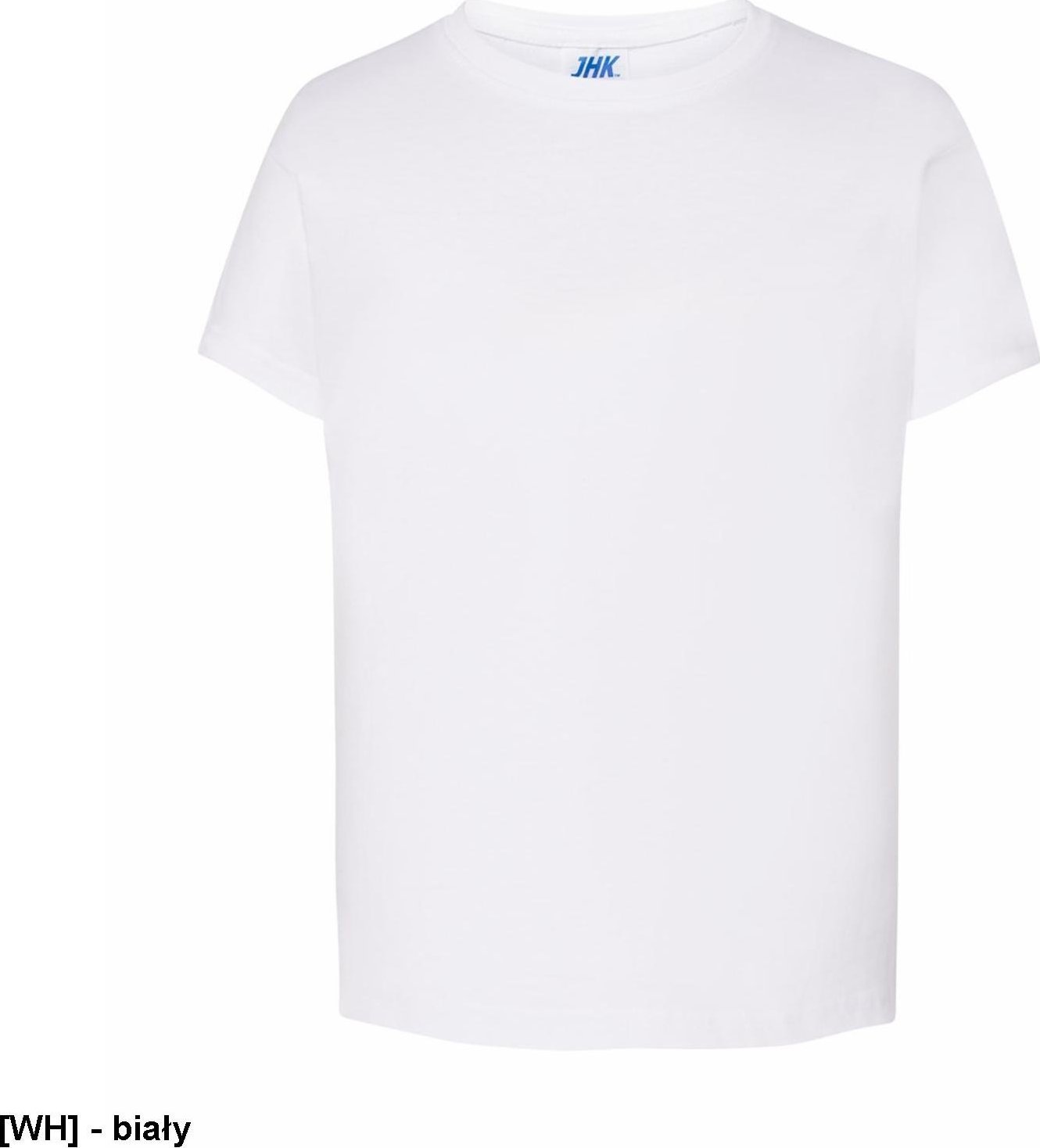 JHK T-shirt JHK TSRK 190 - dziecięca/młodzieżowa z krótkim rękawem wzmocniony lycrą ściągacz, 100% bawełna, 190g - biały. 9-11
