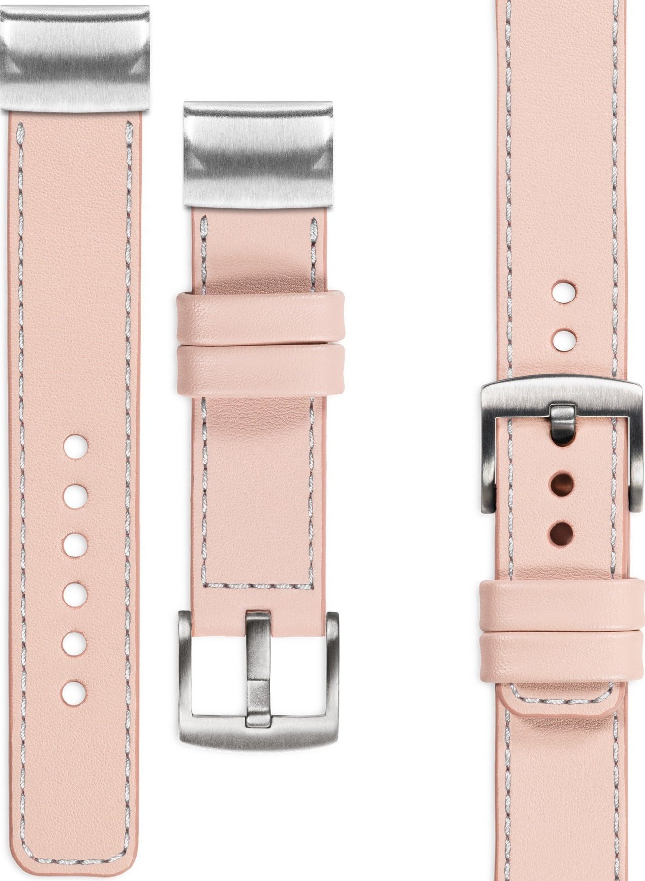 moVear moVear Prestige C1 Skórzany pasek do Garmin QuickFit 26mm (Fenix / Quatix / Tactix / Enduro - 51mm) | Różowy cielisty, srebrne przeszycie [rozm