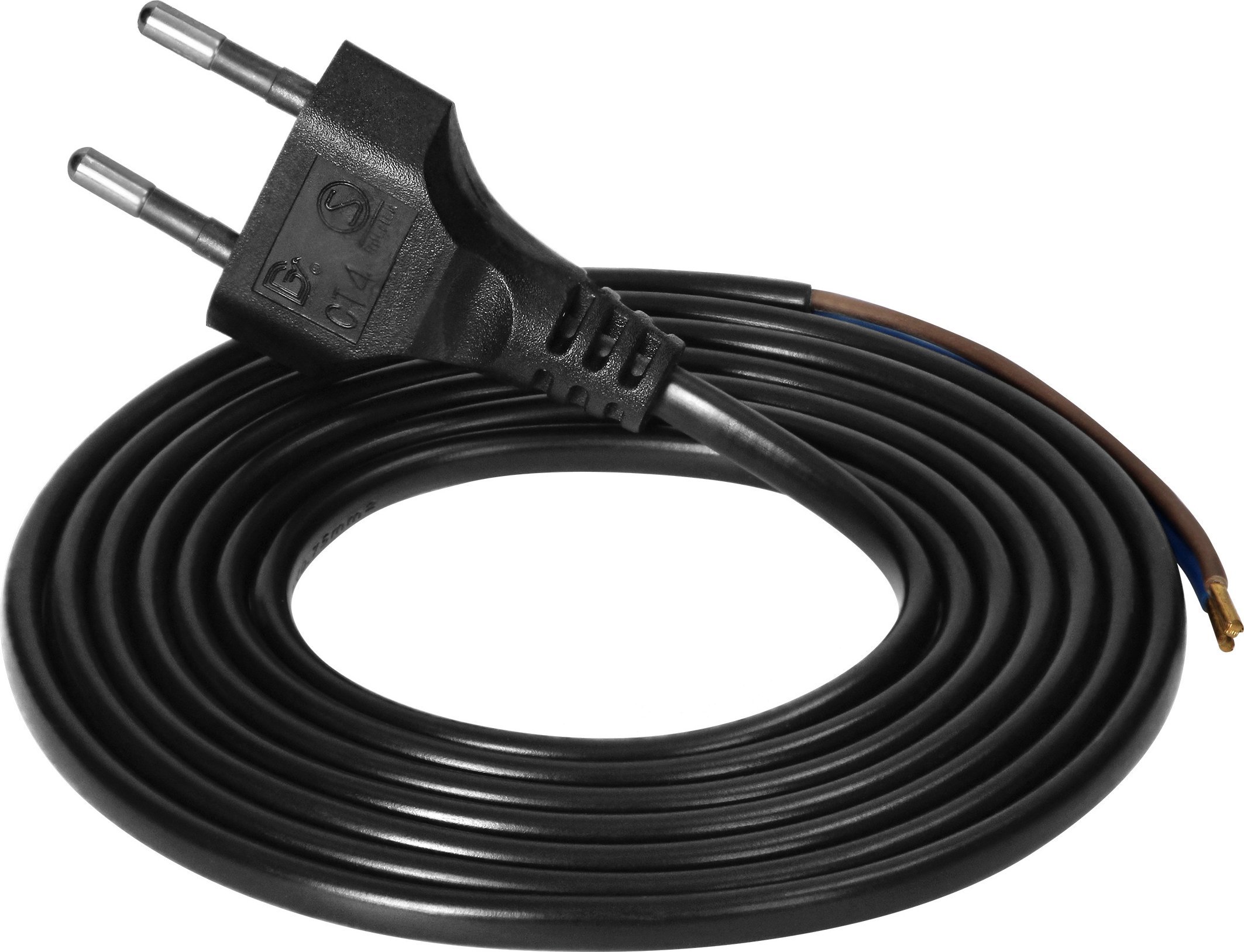 Kabel zasilający Orno Przewód przyłączeniowy, wtyczka EURO 2P, 2x0,75mm2, 1,9m, czarny