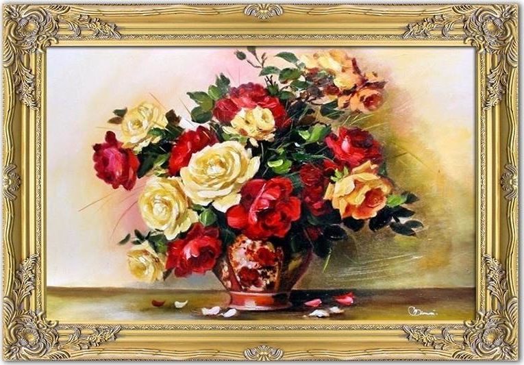 GO-BI Obraz Roze ręcznie malowany 75x105cm uniwersalny