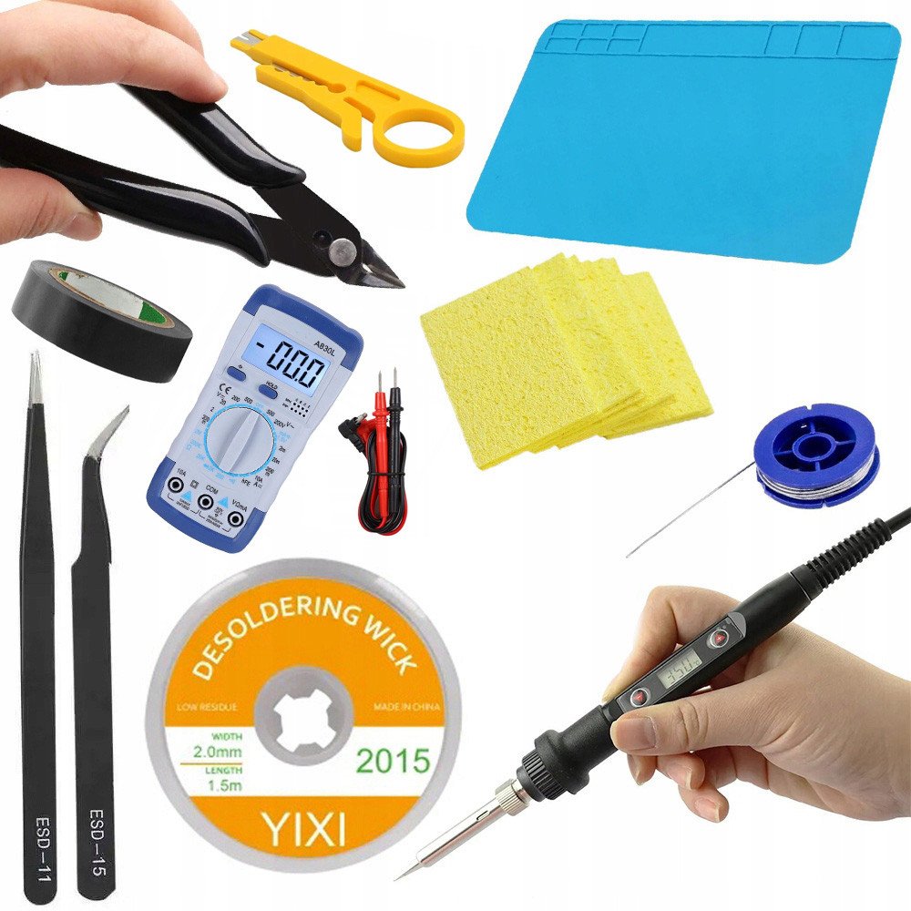 LUTOWNICA KOLBOWA WYŚWIETLACZ CYNA PLECIONKA+ PĘSETY TAŚMA MIERNIK ŚCIĄGACZ