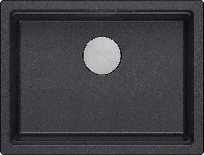 Zlewozmywak GraniteQ LOGAN 100 GraniteQ zlewozmywak black diamond 59,5x45,1x21,5 cm 1-komorowy podwieszany z syfonem manualnym stal szlachetna