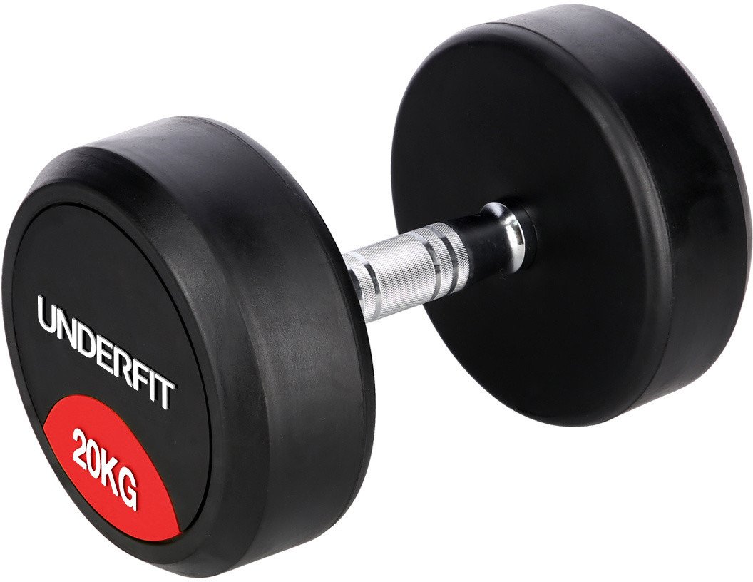 Hantla gumowana 20 kg UNDERFIT do ćwiczeń siłowych fitness