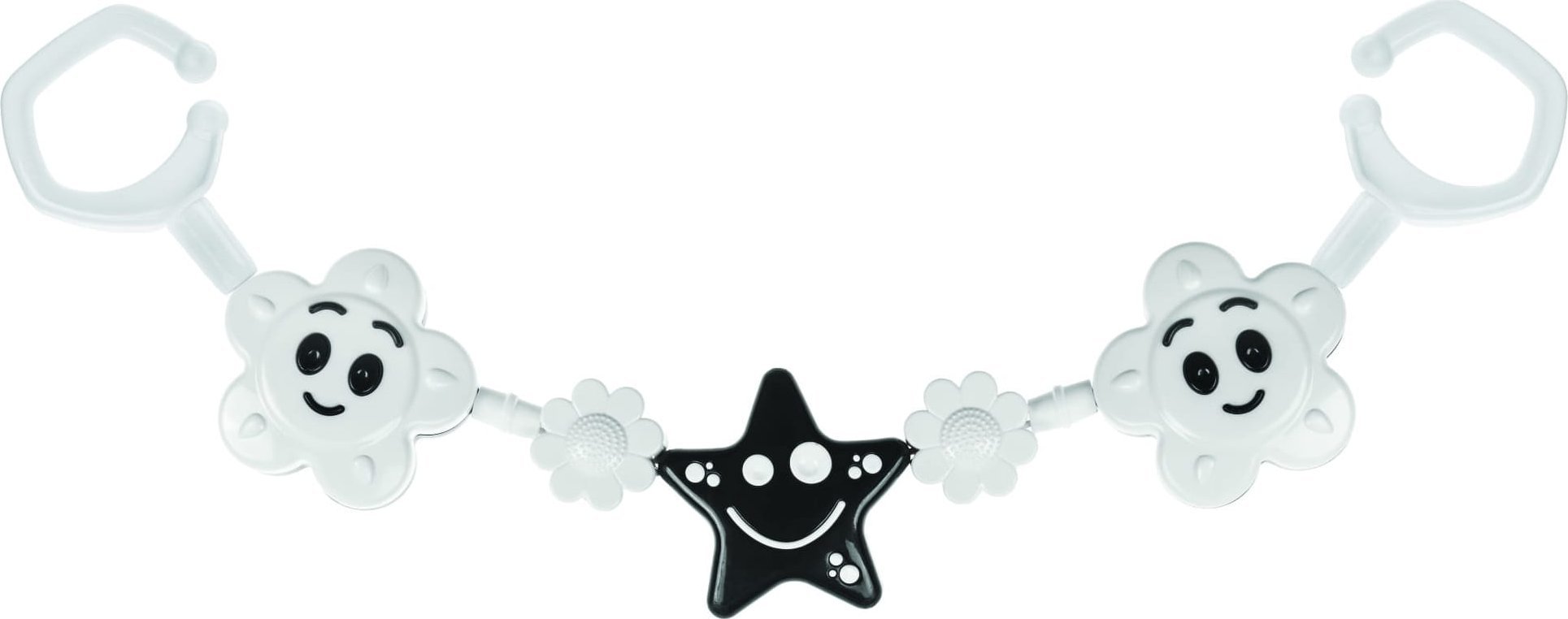 Tullo Zawieszka do wózka czarno-biała 2 kwiatki, gwiazda