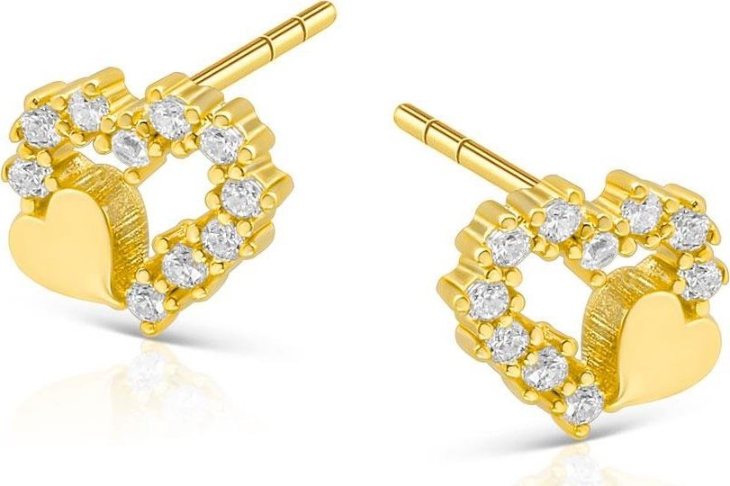 Irbis srebrne pozłacane kolczyki serca z cyrkoniami Uniwersalny