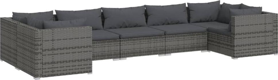 vidaXL vidaXL 7-cz. zestaw wypoczynkowy do ogrodu, poduszki, rattan PE, szary