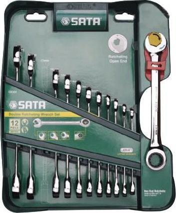 SATA SATA KLUCZE PŁASKO-OCZKOWE Z PODWÓJNĄ GRZECHOTKĄ KOMPLET 12 elem.